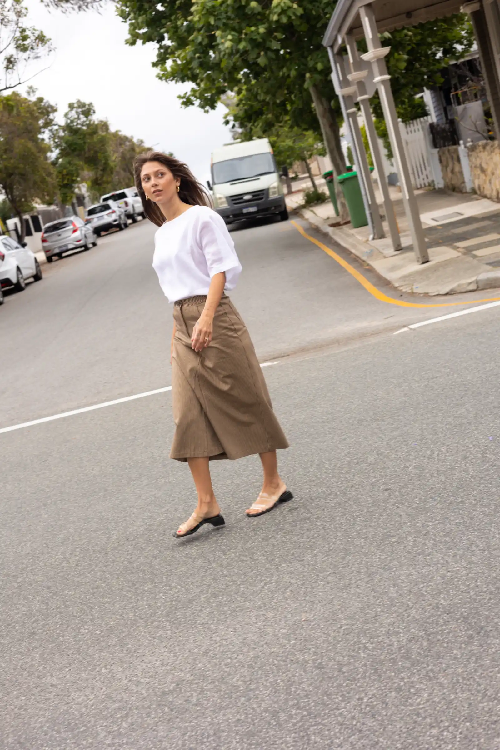 Denim Stripe Skirt | Sand & Chocolate - Barbeachs