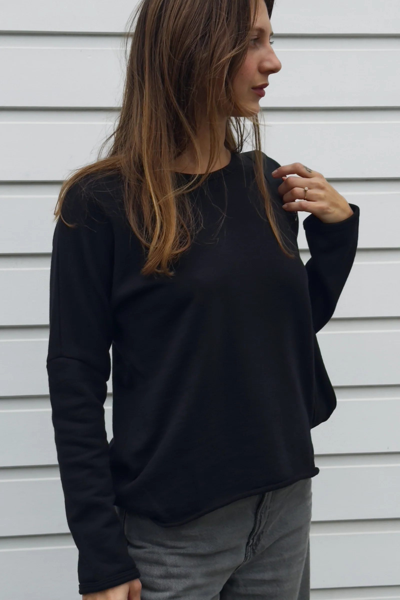 Organic Cotton Fleece Sweatshirt | Black - Barbeachs